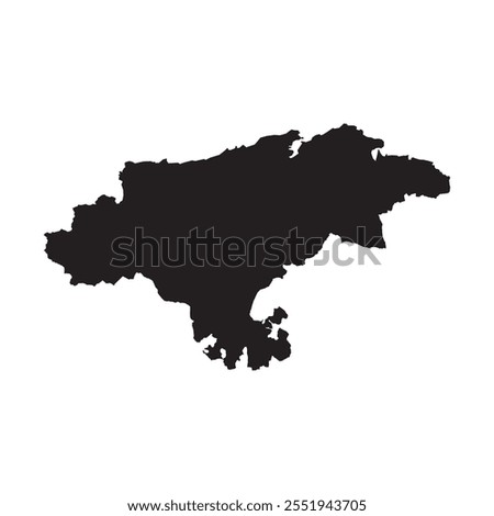 Black map of Cantabria isolated on white background. Vector illustration