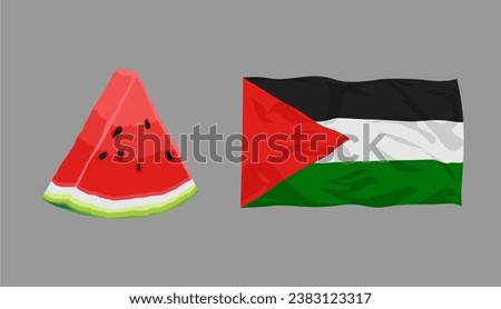 Watermelon and Palestine flag.  Watermelon became a symbol of protest for Palestinians