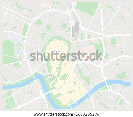 Krakow mapa Cracow Poland vector map Old town plan