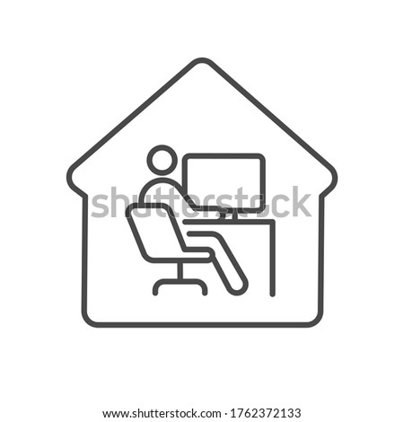 Home office remote work icon editable stroke computer desktop