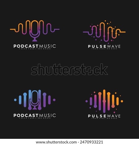 Set music logo design vector with creative idea