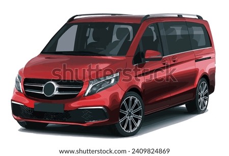 red van vacation tourism tour route trip modern isolated 3d white background modern mini bus suv car art design template vector luxury vip first V class travel sprinter render fast ford