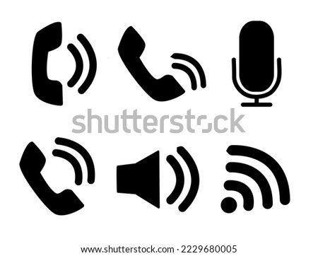 Communication theme vector icon isolated on white background, telephone, mic, wifi, volume vector illustration