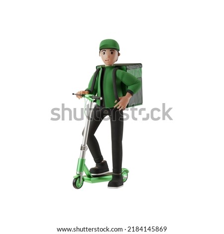 A man in the cycle to parcel delivery and assures that don't fall 3d illustration in jpg format Photo stock © 