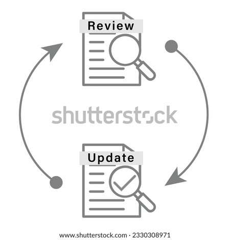 review and update cycle with document review and document update and arrow sign