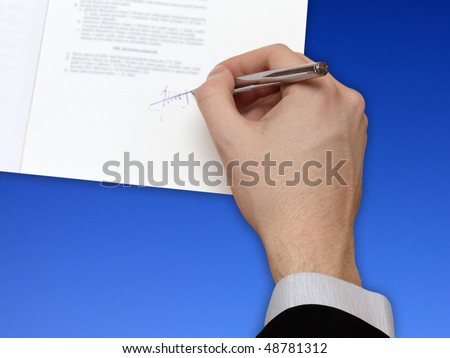 The Signature of Business Contract front of the blue Sky