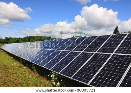 Solar Power Station in the green spring Nature
