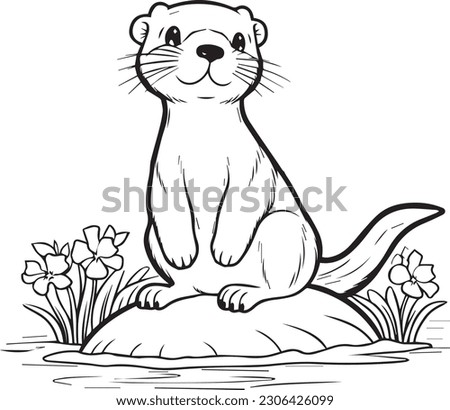 Otter: vector line art cartoon style for coloring
