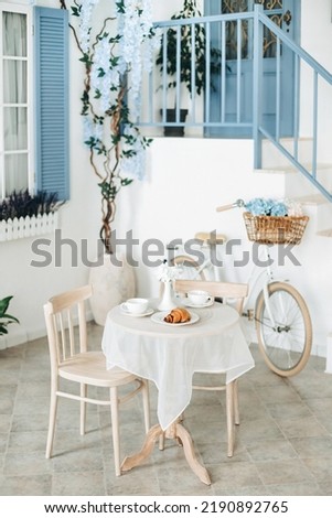 Similar – Image, Stock Photo Italian backyard with shutters and clothesline in early summer
