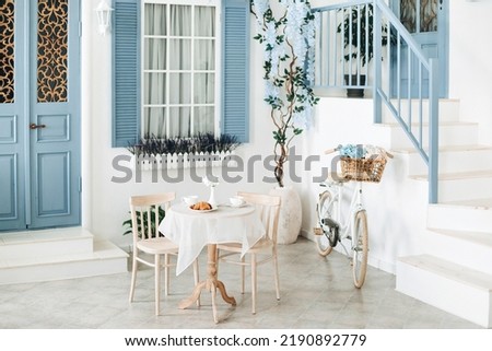 Similar – Image, Stock Photo Italian backyard with shutters and clothesline in early summer