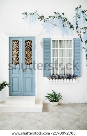 Similar – Image, Stock Photo Italian backyard with shutters and clothesline in early summer