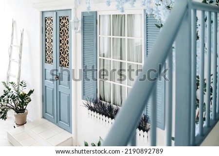 Similar – Image, Stock Photo Italian backyard with shutters and clothesline in early summer