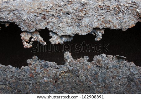Strongly rusted metal pipe