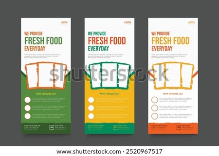 Food and Restaurant Rollup Banner, Fast Food Rollup Banner Template, Food Restaurant template design