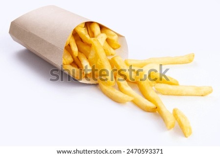 Image, Stock Photo Bag fries and fry potatoes on the table