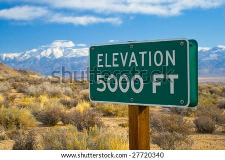 5000 feet Elevation Sign in Sierra Mountains