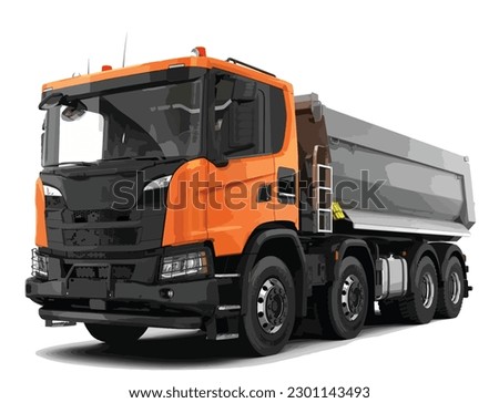 icon vector template graphic design style concept modern white background white haul orange diesel isolated load dump lorry machine work safety truck trailer