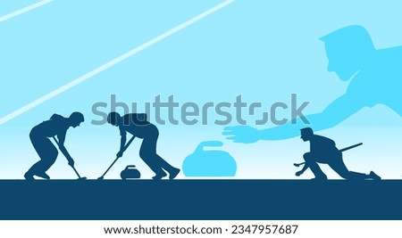 Premium Illustration of curling sport players playing together best for your digital graphic and print	 Stock foto © 