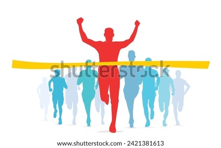 Great simple vector editable finish line marathon winner reaching finish line poster background design for your digital and print