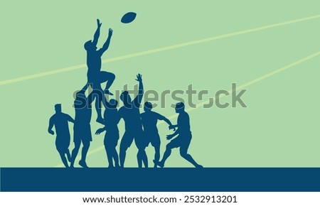 Premium Illustration of rugby player jump together to get the ball best for your digital graphic and print