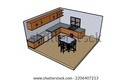 kitchen interior in the style of the letter L