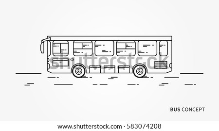 Bus vector illustration. Public transport line art concept. Urban vehicle (bus) graphic design.
