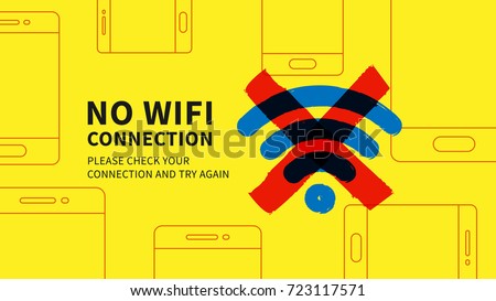 No wifi connection page vector illustration. Web page with no wi-fi connection error graphic design. Wide screen network error page creative concept.
