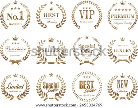 Vintage-style icon set with luxurious laurels