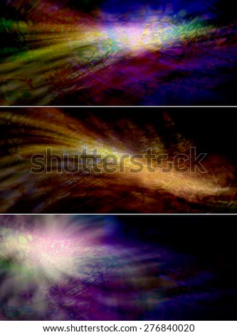 Dark psychedelic website banners x 3 - Wide banner with vibrantly colored pattern reminiscent of the 60s 70s psychedelia art movement