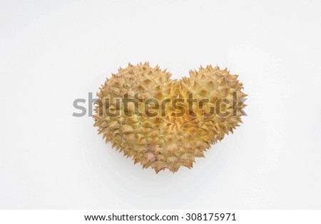 Durian, the king of fruits in South East Asia  with  isolated on white
