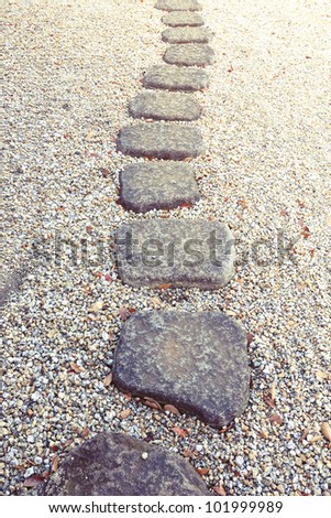 stone way in Japanese stone garden,