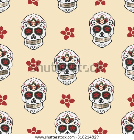 Sugar skull pattern. Dias de los muertos and Halloween.