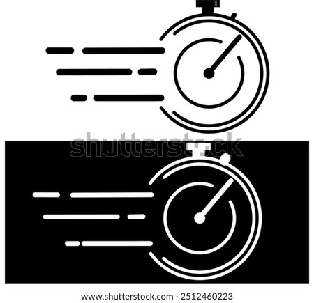 speed stopwatch icon in black and white. 
flat vector