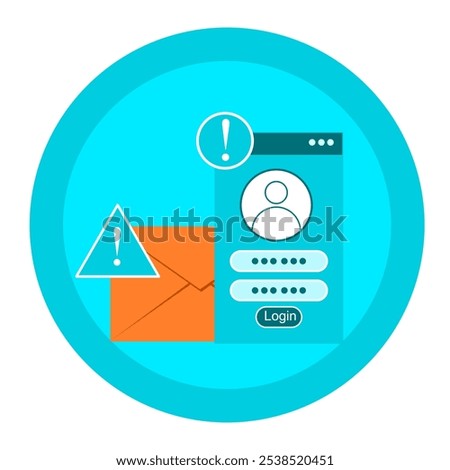 Account theft vector concept. an exclamation mark in the form of notification that the account cannot be accessed.
flat style vector illustration.