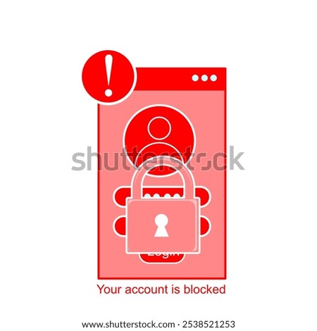 Account theft vector concept. an exclamation mark in the form of notification that the account cannot be accessed.
flat style vector illustration. part 5