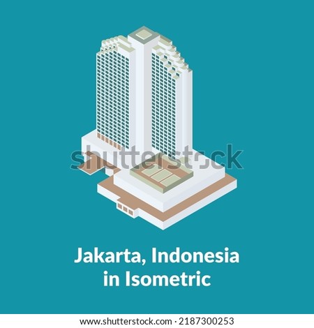 Shangri La building isometric architectural in Jakarta, Indonesia