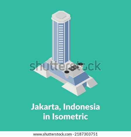 Wisma Mandiri building isometric architectural in Jakarta, Indonesia