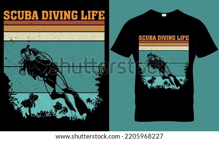 scuba diving typography t-shirt design with editable vector graphic. scuba diving life.