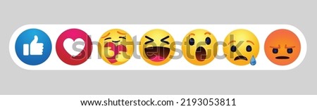 icon template face tear, smile sad, hug love like, Lol, laughter emoji character message high quality vector round yellow cartoon bubble emoticons comment social media Facebook chat comment reaction