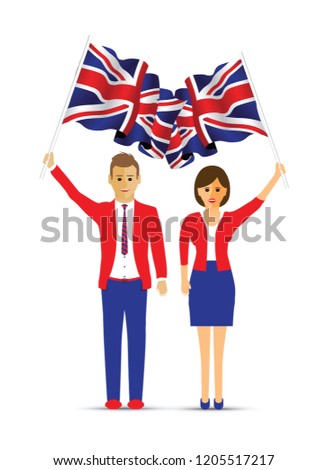 man and woman waving the uk flag
