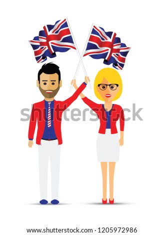 man and woman waving the uk flag
