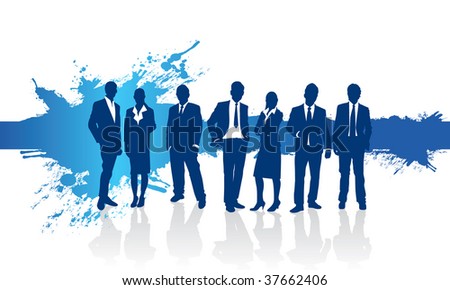 business people with blue splash background