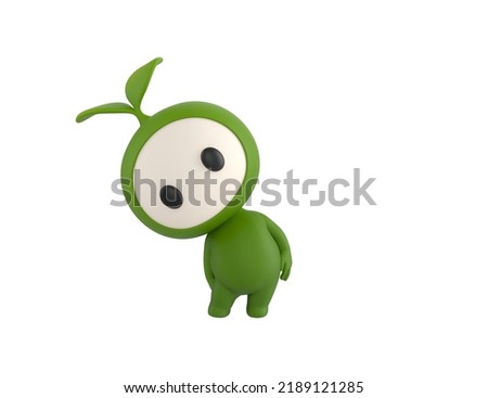 Leaf Mascot character tilt body to side in 3d rendering. Stock foto © 