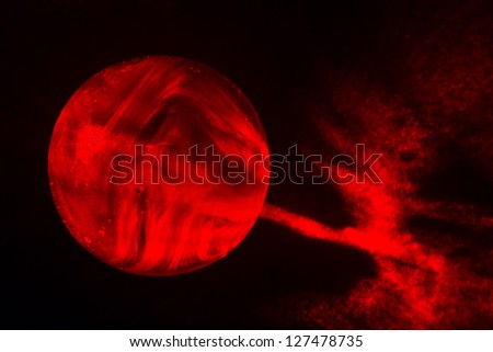 Red Laser Marble / A red translucent marble light painted with a laser light.
