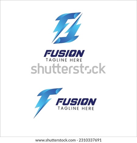 fusion logo design tech logo template 

