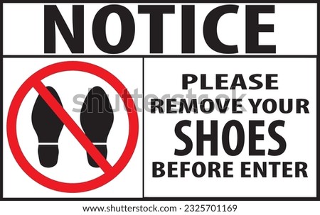 Remove your shoes before enter notice vector eps