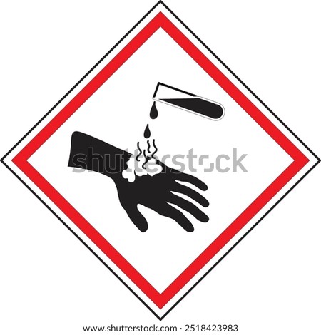 Corrosive caution sign notice vector, Battery acid warning sign notice vector