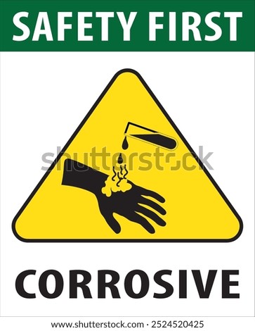 Corrosive caution sign notice vector, Battery acid warning sign notice vector