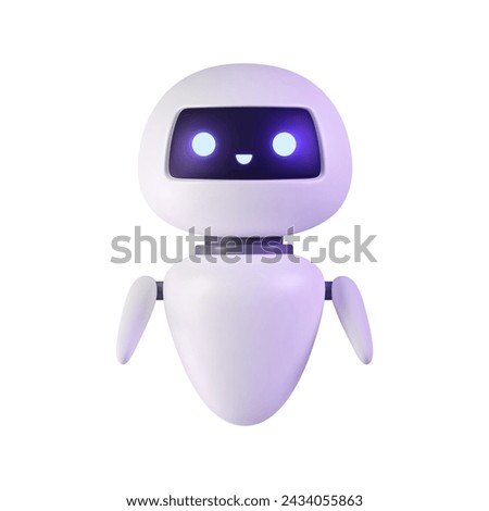 3D robot. Neural network chat bot, AI servers technology. Artificial intelligence cyborg. Online communication, virtual support assistance. Vector isolated illustration. Fiction alien render.