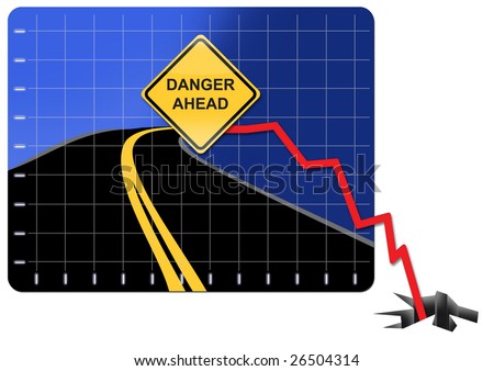 Economic Crisis, danger ahead. Illustration representing the economic crisis and financial collapse